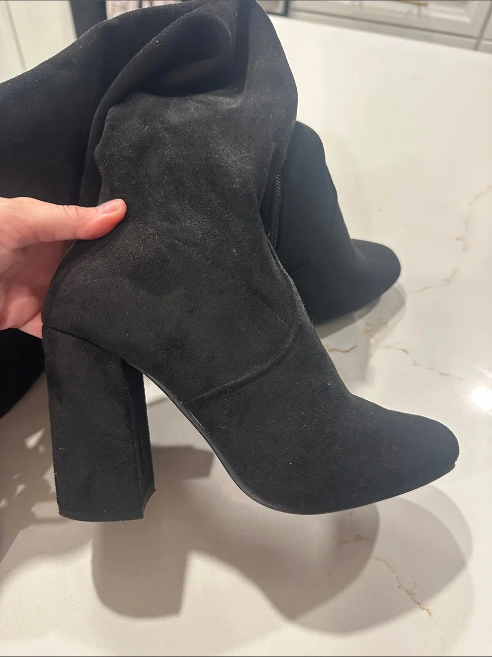 Black Over-the-Knee Block Heel Boots - Picture 5 of 10